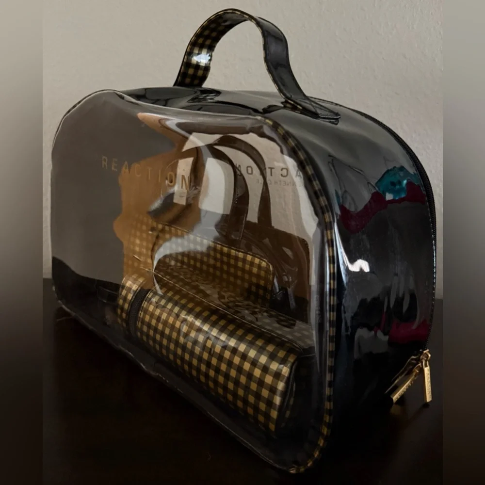 Kenneth Cole Reaction Cosmetic Travel Bag Set | Gingham Plaid  Organizer